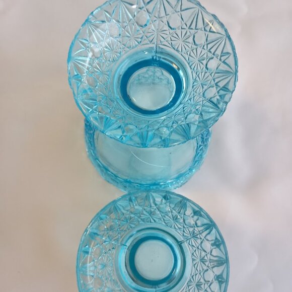 Vintage Fenton Daisy & Button Electric Blue Sugar Dishes - Picture 2 of 10